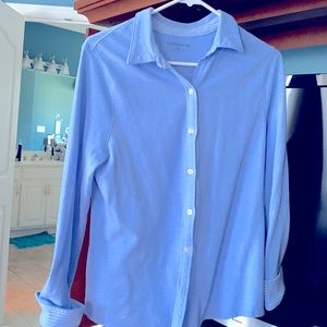 Shirt, Croft & Barrow, long sleeved with roll-up cuff striped white